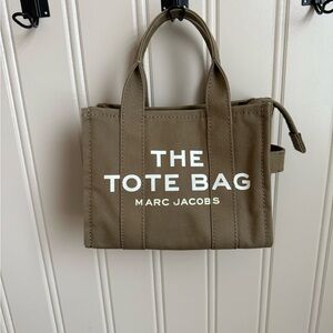 Marc Jacobs olive green  Canvas Tote Bag with Bold Text